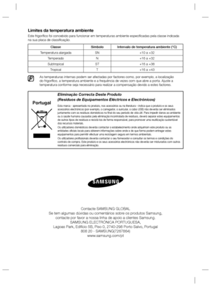 Page 40Portugal
Eliminação Correcta Deste Produto
(Resíduos de Equipamentos Eléctricos e Electrónicos)
Esta marca - apresentada no produto, nos acessórios ou na literatura – indica que o produto e os seus 
acessórios electrónicos (por exemplo, o carregador, o auricular, o cabo USB) não deverão ser eliminados 
juntamente com os resíduos domésticos no ﬁ nal do seu período de vida útil. Para impedir danos ao ambiente 
ou à saúde humana causados pela eliminação incontrolada de resíduos, deverá separar estes...