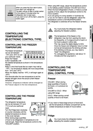 Page 7However, temperature indicator will be changed as 
the Freezer adjusts to the new temperature.
 