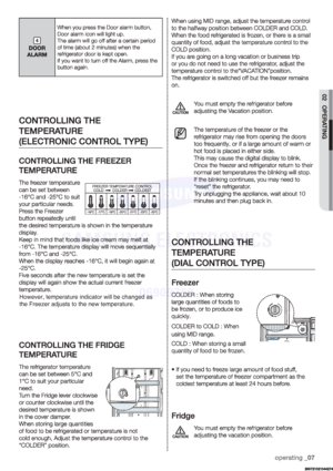 Page 7However, temperature indicator will be changed as 
the Freezer adjusts to the new temperature.
   