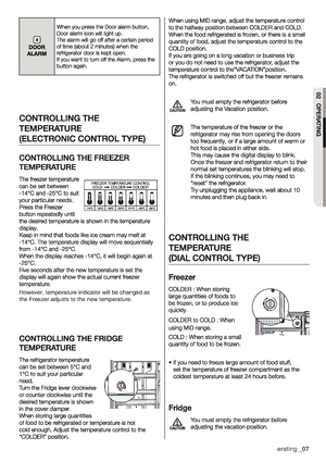 Page 7However, temperature indicator will be changed as 
the Freezer adjusts to the new temperature.
 