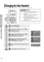 Page 32Picture Adjustment
Changing the Color Standard
32
Changing the Color Standard
You may adjust the color standard to suit the color standard of the input signal.
1
MENU
Select
2, 3, 4, 5
…/†/œ/√
6
EXIT
2, 3, 4, 5
Press the MENUbutton.
The main menu is displayed.1
Press the or button to move to Picture.
The Picturemenu is displayed.
Press the  button.2
Press the or button to move to Custom
Picture
, then press the  button.
The Custom Picturemenu is displayed.3
Press the EXITbutton to exit the menu.6...