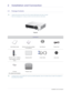 Page 11Downloaded from www.Manualslib.com manuals search engine 2-1Installation and Connection
2 Installation and Connection
2-1 Package Contents
 • Unpack the product and check if all of the contents listed below have been included.
• Store the packaging box in case you need to move the product at a later date.
 
Projector
 A ceiling mount is not included and must  be purchased separately. Use the included screws to attach the projector to 
the ceiling mount bracket.
 
CONTENTS
Quick Setup Guide Warranty Card...