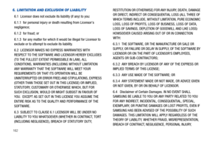 Page 166162
6. LIMITATION AND EXCLUSION OF LIABILITY
6.1  Licensor does not exclude its liability (if any) to you:
6.1.1  for personal injury or death resulting from Licensors 
negligence;
6.1.2  for fraud; or
6.1.3  for any matter for which it would be illegal for Licensor to 
exclude or to attempt to exclude its liability.
6.2  LICENSOR MAKES NO EXPRESS WARRANTIES WITH 
RESPECT TO THE SOFTWARE AND LICENSOR HEREBY EXCLUDES 
(TO THE FULLEST EXTENT PERMISSIBLE IN LAW), ALL 
CONDITIONS, WARRANTIES (INCLUDING...