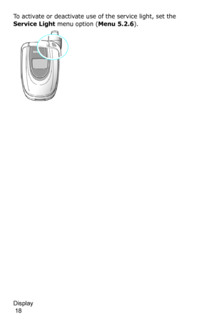 Page 21Display                                                                                       
 18
To activate or deactivate use of the service light, set the 
Service Light menu option (Menu 5.2.6). 