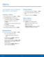Page 4945Memo
Use the Memo app to write and 
save notes on your device.
Compose a Memo
1. From a Home screen, tap  Apps >  Memo. 
2.  Tap 
 Create memo and type a memo.
•  To change the category, tap 
 Category .
•  To insert an image into the memo, tap 
 Image.
•  To use your voice to insert text into the memo, 
tap 
 Voice.
•  To add tasks, tap 
 Tasks .
3.  When finished creating your memo, tap SAVE .
Manage Memos
 
► From a Home screen, tap  Apps >  Memo.
•  Tap a memo thumbnail to open it.
 
- To edit a...