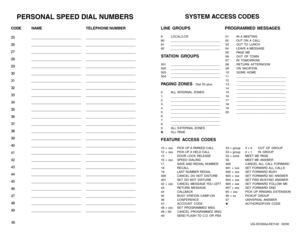 Page 2646
PERSONAL SPEED DIAL NUMBERS
CODE NAMETELEPHONE NUMBER
25 _________________________ _________________________
26 _________________________ _________________________
27 _________________________ _________________________
28 _________________________ _________________________
29 _________________________ _________________________
30 _________________________ _________________________
31 _________________________ _________________________
32 _________________________ _________________________
33...