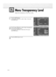 Page 110Menu Transparency Level
Adjusts the transparency of the menu screen.
110
1
Press the MENU button.
Press the ▲or ▼button to select “Setup”, then press
the ENTER button.
2
Press the ▲or ▼button to select “Menu Transparency”,
then press the ENTER button.
Press the ▲or ▼button to select level, then press 
the ENTER button.
3
Press the MENU button to exit.
Plug & Play
Language : English
Time
V-Chip
Caption
Menu Transparency :Medium
†More
SetupTV
MoveEnterReturn
Plug & Play√Language :...