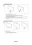 Page 153Español - 
Instalación del soporte
1. Acople el TV LCD al soporte.
El televisor lo deben transportar dos o más personas. 
Cuando monte el soporte debe distinguir entre la parte frontal y la posterior d el soporte.
Para asegurarse de que instala el televisor en el soporte al nivel adecuado, n o aplique una presión excesiva en la 
parte superior izquierda y derecha del televisor.
2.
  Apriete dos tornillos en la posición 1 y, a continuación, apriete dos en la posición  2.
Levante el producto y...