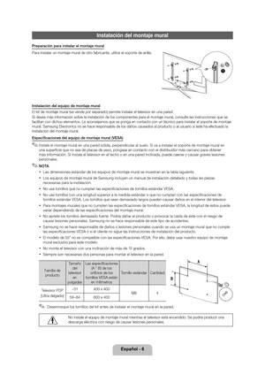 Page 31Español - 6
Instalación del mon\ltaje mural
