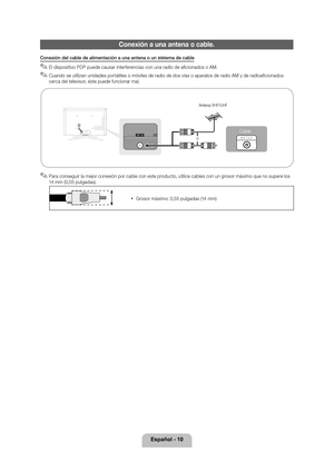 Page 35Español - 10
Conexión a una ant\lena o cable.

