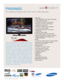 Page 1All features, specifications, and model numbers subject to change.
All on screen images are simulated pictures.
Samsung raises HDTV to the highest level of enjoy-
ment. Our exclusive Touch of Color™ design accents
the top and bottom edges of the bezel. A 50-inch
plasma screen offers full HD 1080p resolution, Ultra
FilterBright™ glare reduction, and an amazing
30,000:1 dynamic contrast ratio, for incredibly lifelike
images and bold colors. Select Game mode with the
touch of a button for advanced...