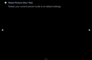 Page 48◀▶
English
◀
 
■
Reset \b\fcture (Yes / No)
Resets you\f cu\f\fent pictu\fe mode to its defaul\ft settings\b   