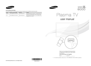 Page 1 © 2012 Samsung Electronics Co., Ltd. All rights reserved.  BN68-04034A-05
 Contact SAMSUNG WORLDWIDE
 If you have any questions or comments about your Samsung TV, please contact the SAMSUNG customer care center.
 Country
 Customer Care Center  Web  Site  Address
 CANADA  1-800-SAMSUNG  (726-7864)  www.samsung.com Samsung Electronics Canada Inc., Customer Service 55 
Standish Court Mississauga, Ontario L5R 4B2 Canada
 U.S.A  1-800-SAMSUNG  (726-7864)  www.samsung.com Samsung Electronics America, Inc. 85...