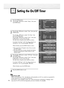 Page 9898
1
Press the MENU button. 
Press the ▲or ▼button to select “Setup”, then press 
the ENTER button.
2
Press the ▲or ▼button to select “Time”, then press the
ENTER button. 
Press the ▲or ▼button to select “On Timer”, then 
press the ENTER button.
Press the ▲or ▼button to adjust “Hour”, then press 
the √button to move to the next step.
Set other items using the same method as above. 
To activate “On Timer” with  the setting entered, set 
Activation to “Yes” by pressing …or † button.
When finished, press...