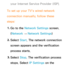 Page 123your Internet Service Provider (ISP).
To set up your TV's wired network 
connection manually, follow these 
steps: 1.  
Go to the Network Settings screen. 
(Network  
→  Network Settings)
2.  
Select  Start. The network connection 
screen appears and the verification 
process starts.
3.  
Select  Stop. The verification process 
stops. Select IP Settings on the  