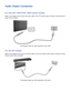 Page 221415
Audio Output Connection
For the LED 7450/7500, 8000 series models
Refer to the diagram and connect the audio cable to the TV's audio output connector and the device's 
audio input connector.
The displayed image may differ depending on the model.
For the S9 models
Refer to the diagram and connect the audio cable to the One Connect audio output connector and the 
device's audio input connector.
The displayed image may differ depending on the model. 