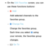 Page 24 
●On the Edit Favorites screen, you can 
use these functions buttons:
 
– a Add
Add selected channels to the 
favorites group.
 
– } Change Fav.
Change the favorites group. 
Each time you select  } using 
your remote, the favorites group 
changes.
 
–
Ÿ Go To 