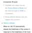 Page 75Component IN jacks.
 
NAvailable only when you set 
the Picture Mode to Movie  and 
the external input to HDMI or 
Component.
 
NSome external devices may not 
support this function.
 
●Motion Lighting
When on, the TV automatically 
adjusts the brightness of the screen in 
response to the brightness of the room.  