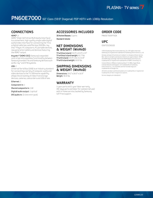 Page 3CONNECTIONS
HDMI®: 3HDMI® (High-De\b init ion Mult imedia Inter\bace)  is a convenient , high-quality single cable digital audio/v ideo inter\bace \bor connect ing the T V to  a digital cable box, satel lite box, DVD/Blu-ray Disc® Player, PC computers, PC portable dev ices, new generat ion tablets and dev ices \beatur ing  the HDMI® output \f
Anynet+™ (HDMI-CEC): Samsung’s expanded control permits seamless \bunct ionality between Samsung branded T Vs and Samsung dev ices such as Blu-ray™ and HTiB...