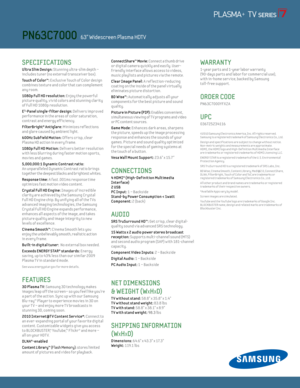 Page 2SPECIFICATIONS 
U ltra Slim design: Stunning ultra-slim depth –  
includes tuner (no external transceiver box).
Touch of Color™: E xclusive Touch of Color design 
combines texture and color that can complement 
any room.
1080p Ful l H d resolut ion: Enjoy the powerful 
picture quality, v iv id colors and stunning clar ity 
of Ful l HD 1080p resolut ion.
E
3-Panel single-f ilter design: Delivers improved 
performance in the areas of color saturat ion, 
contrast and energy eff iciency.
FilterBright®...