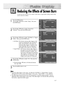 Page 117117
1
Press the MENU button.
Press the ▲or ▼button to select “Setup”, then press
the ENTER button.
2
Press the ▲or ▼button to select “Screen Burn
Protection”, then press the ENTER button.
3
Press the ▲or ▼button to select “All White” or “Signal
Pattern”, then press the ENTER button.
•  All White: This function removes after images on the 
screen by changing the color of pixels to 
white. Use this function when there are 
remaining after images or symbols on the 
screen especially when you displayed a...