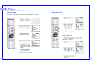 Page 27Selecting the Color Tone
1
Press the Menu button. 
Press the joystick to enter. 
2
Move the joystick down to
select Color Tone, then  
move the joystick right 
repeatedly to select 
“Normal”, “Wa r m 1”, 
“Wa r m 2”, “Cool2” or 
“Cool1”.
3
Press the Menu button to exit.
Setting the Film ModeOn:  Automatically senses and processes film signals from all
sources and adjusts the picture for optimum quality.
Off:  Switches off the Film mode.1
Press the Menu button. 
Press the joystick to enter. 
2
Move the...