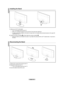 Page 56
English - 4
Installing the Stand
	1.	Attach your LCD TV to the stand.
Two or more people should carry the TV.
Make sure to distinguish between the front and back of the stand when attaching it.
To make sure the TV is installed on the stand at a proper level, do not apply excess downward pressure to the upper left of right sides of the TV.
2. Fasten two screws at position 1 and then fasten two screws at position 2.
Stand the product up and fasten the screws. If you fasten the screws with the LCD TV...