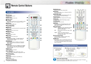 Page 7¸SURROUND buttonPress the hear the Dolby surround effect.˛MTS buttonPress to choose stereo, mono or Separate Audio Pro-
gram (SAP broadcast).◊AUTO PROG. buttonThe TV automatically cycles through all of the avail-
able channels and stores them in memory. ±ADD/DEL buttonPress to add or delete channels in the TV’s memory.≠DNIe buttonActivates DNIe (Digital Natural Image engine).–CAPTION buttonControls the caption decoder.—SET buttonUsed during set up of this Samsung remote control, 
so that it will work...