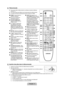 Page 54
Français - 

Télécommande
Vous pouvez utiliser la télécommande à une distance maximale du \
téléviseur d’environ 7 m.
Une lumière intense peut affecter le bon fonctionnement de la télécommande.
La couleur et la forme du produit peuvent varier en fonction du modèl\
e.
N
N
N
1 POWER : Permet d’allumer et d’éteindre le téléviseur.
2 TV: Permet de sélectionner directement le mode TV.
3 TOUCHES NUMÉRIQUES : Appuyer sur cette touche pour changer de canal.
4 _ : Appuyer sur cette touche pour sélectionner...