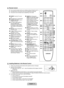 Page 7
English - 

Remote Control
You can use the remote control up to a distance of about 23 feet from the\
 TV.
The performance of the remote control may be affected by bright light.
The product color and shape may vary depending on the model.
N
N
N
1 POWER: Turns the TV on and off.
2 TV: Selects the TV mode directly
3 NUMERIC BUTTONS: Press to change the channel.
4 _: Press to select additional channels (digital) being broadcast by the same station. For example, to select channel ‘54-3’, press ‘54’,...