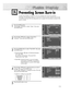 Page 115115
Preventing Screen Burn-in
To reduce the possibility of screen burn, this unit is equipped with screen burn prevention
technology. This technology enables you to set picture movement up/down (Vertical Line) and side
to side (Horizontal Dot). The Time setting allows you to program the time between movement of the
picture in minutes.
1
Press the MENU button.
Press the or button to select “Setup”, then press
the ENTER button.
2
Press the or button to select “Screen Burn
Protection”, then press the...