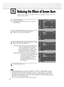 Page 116116
1
Press the MENU button.
Press the or button to select “Setup”, then press
the ENTER button.
2
Press the or button to select “Screen Burn
Protection”, then press the ENTER button.
3
Press the or button to select “All White” or “Signal
Pattern”, then press the ENTER button.
•  All White: This function removes after-images on the 
screen by changing the color of pixels to 
white. Use this function when there are 
remaining after-images or symbols on the 
screen especially when you displayed a...