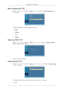 Page 73Menu Transparency
MENU 
→   →   →   →
 ENTER → [ Setup] →   →   →
 ENTER → [ Menu Transparency ] →   ,
 → ENTER
Change the transparency of the background of the OSD.
1.
High
2. Medium
3. Low
4. Opaque
Safety Lock PIN  MENU 
→   →   →   →
 ENTER  → [Setup]  →   →   →   →
 ENTER  → [Safety Lock PIN  ] →
[0~9] → [0~9] → [0~9] → [0~9] The password can be changed.
Energy Saving  MENU 
→   →   →   →
 ENTER → [ Setup] →   →   →   →   →
 ENTER → [ Energy Saving ]
→   ,   → ENTER
This feature adjusts the power...