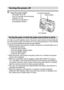 Page 27English24
Turning the power off 
1 Press the power button.
hThe power turns off.
hThe LCD monitor and accessing 
indicator turn off.
hIf the lens is extended, it 
automatically retracts.
Turning the power on when the power save function is active 
In order to save the battery power, the power save function will automatically 
turn off the power after one minute of no use during shooting, or five minutes 
of no use during playback (factory-preset setting). 
iWhen the power save function is active, the...