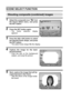 Page 5855English
SCENE SELECT FUNCTION
Shooting composite (combined) images
1 Select the composite icon   from
the Scene Select menu, and press
the SET button.
2 Press the SET button again.
hThe frame selection display
appears.
3 Press the [l] or [m] button to select
the desired frame shape, and press
the SET button.
hThe select frame shape fills the display.
4 Capture the image for the back-
ground (frame).
hPoint the lens at the background
subject, and snap the picture.
5 Next, capture the image that will be...