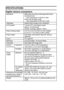 Page 134131English
SPECIFICATIONS
Digital camera connectors
Sensitivity Still image shooting mode/sequential shots 
shooting mode: 
Auto (equivalent to ISO50 to 200)
Video clip shooting mode: 
Auto (equivalent to ISO100 to 400)
Viewfinder Optical direct image zoom viewfinder
LCD monitor 1.8-inch TFT color liquid crystal 
Approx. 85,000 pixels
(Frame coverage: Approx. 100%)
Flash working range 0.15 m to 2.8 m (0.49 to 9.19 ft.) (Wide) 
0.5 m to 1.7 m (1.64 to 5.58 ft.) (Tele)
Flash modes Auto-flash, forced flash,...