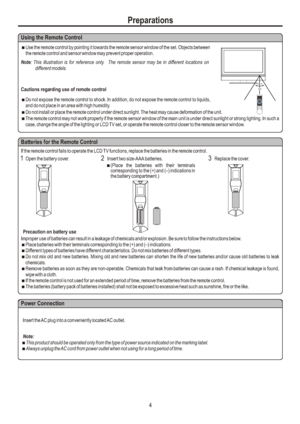 Page 7Preparations4Power ConnectionNote: