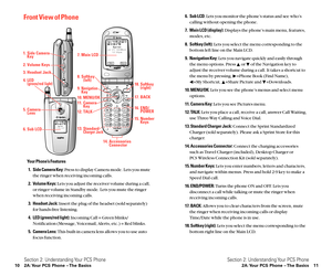 Page 136.Sub LCD:Lets you monitor the phone’s status and see who’s
calling without opening the phone.
7.Main LCD (display):Displays the phone’s main menu, features,
modes, etc.
8.Softkey (left):Lets you select the menu corresponding to the
bottom left line on the Main LCD.
9.Navigation Key:Lets you navigate quickly and easily through
the menu options. Press  or  of the Navigation key to
adjust the receiver volume during a call. It takes a shortcut to
the menu by pressing, =Phone Book (Find Name),
=My Shortcut,...