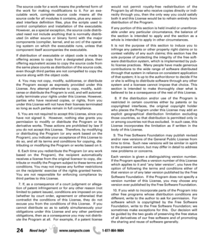 Page 2424Need help? www.sanyoctv.com              1-877-864-9604
The source code for a work means the preferred form of
the work for making modifications to it. For an exe-
cutable work, complete source code means all the
source code for all modules it contains, plus any associ-
ated interface definition files, plus the scripts used to
control compilation and installation of the executable.
However, as a special exception, the source code distrib-
uted need not include anything that is normally distrib-
uted...