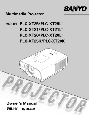 Page 1Multimedia Projector 
MODELPLC-XT25/PLC-XT25L*
PLC-XT21/PLC-XT21L*
PLC-XT20/PLC-XT20L*
PLC-XT25K/PLC-XT20K
(*Models without lens.)
Owner’s Manual 