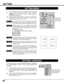 Page 4040
SETTING
SETTING MENU
Press the MENU button and the ON-SCREEN MENU will appear.
Press the POINT LEFT/RIGHT buttons to select SETTING
and press the SELECT button.  Another dialog box
SETTING Menu will appear. 
Press the POINT DOWN button and a red-arrow icon will appear.
Move the arrow to the item that you want to set, and then press
the 
SELECT button to set it On or Off.  
1
2
Blue backWhen this function is in the On position, this projector
will produce a blue image without video noise on the
screen...