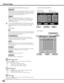 Page 5050
Auto picture control
Use the Point 7 8 buttons to select the desired Auto picture 
control position (Off, L1 or L2).
 Off  . . . .   Auto picture control OFF position.
  L1 . . . . .   Auto picture control LEVEL 1 position.
  L2 . . . . .   Auto picture control LEVEL 2 position.
Clear the check mark if you do not want to apply the adjusted 
color data; select the check mark and then press the SELECT 
button. The check mark disappears.
Return to the COLOR MANAGEMENT POINTER. (If you press 
the MENU...