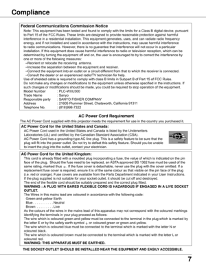 Page 7
7

Safety InstructionsCompliance
Federal Communications Commission Notice
Note:	This	equipment	has	been	tested	and	found	to	comply	with	the	limits	for	a	Class	B	digital	device,	pursuant	
to	Part	15	of	the	FCC	Rules.	 These	limits	are	designed	to	provide	reasonable	protection	against	harmful	
interference	in	a	residential	installation.	 This	equipment	generates,	uses,	and	can	radiate	radio	frequency	
energy,	and	if	not	installed	and	used	in	accordance	with	the	instructions,	may	cause	harmful	interference...