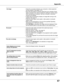 Page 67
67

 No image	 –	Check	the	connection	between	your	computer	or	video	equipment		
	 	 	 and	the	projector.	See	pages	14-16.
	
	 	 –	See	if	the	input	signal	is	correctly	output	from	your	computer.	Some		
	 	 	 laptop	computers	may	need	to	change	the	setting	for	monitor	output		
	 	 			when	connecting	to	a	projector.	See	your	computer’s	instruction		
	 	 	 manual	for	the	setting.	
	
	 	 –	It	takes	about	30	seconds	to	display	an	image	after	turning	on	the		
	 	 	 projector.	See	page	18.
	 	 –		
Check	the...