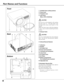 Page 88
Bottom Back
qAntitheft alarm setting buttons
wFocus Lever
eProjection Lens
rLens Cover
(See p. 54 for attaching)
tu
!6
!2!4
!0!1CAUTION
Hot air is exhausted from the exhaust
vent.  Do not put heat-sensitive objects
near this side.
eyrt
Front
Part Names and Functions
o
i
!5
CAUTION
Do not turn on the projector with putting
the lens cover on.  The light beam may
damage lens cover and result in fire
hazard.
Attach the lens cover while the projector
is not in use to avoid scratching the lens
surface....