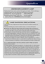 Page 48English
47
English
Appendices
ORDER REPLACEMENT LAMP
Replacement lamp can be ordered through your dealer. When ordering a 
projection lamp, give the following information to the dealer.
■ Model No. of your projector  : PDG-DWL100
■ Replacement Lamp Type No.  : POA-LMP138 
   (Service Parts No. CHSP8EM01GC01 or 610 346 4633)
LAMP HANDLING PRECAUTIONS
This projector uses a high-pressure lamp which must be handled carefully\
 and 
properly.
Improper handling may result in accidents, injury, or create a fire...