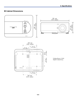 Page 120
8. Specifications 
111 
 
o Cabinet Dimensions 
 
  