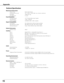 Page 7272
Technical Specifications
Mechanical Information 
 Projector Type      Multi-media Projector 
  Dimensions (W x H x D)    13.7” x 6.46” x.17.48” (348.1 mm x 164 mm x 444 mm) 
  Net Weight      17.86 lbs (8.1 kg) 
  Feet Adjustment      0˚ to 5.0˚                 
Panel Resolution 
 LCD Panel System      1.0” TFT Active Matrix type, 3 panels  
  Panel Resolution      1,400 x 1,050 dots 
  Number of Pixels      4,410,000 (1,400 x 1,050 x 3 panels)           
Signal Compatibility 
 Color System     PAL,...