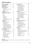 Page 3
Table of ContentsFeatures and Design
Trademarks
Each  name  of  corporations  or  products  in  this  book  is  either  a  registered  trademark  or  a  trademark  of  its 
respective corporation.
Features and Design  .  .  .  .  .  .  .  .  .  .  .  . .
Table of Contents  .
  .  .  .  .  .  .  .  .  .  .  .  .  .  . .
To the Owner  .
  .  .  .  .  .  .  .  .  .  .  .  .  .  .  .  .  .  .  .4
Safety Instructions  .
  .  .  .  .  .  .  .  .  .  .  .  .  . .5
Air Circulation  6
Installing...