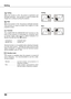 Page 5050
Setting
Ceiling
When  this  function  is  "On",  the  picture  is  top/bottom  and 
left/right  reversed.    This  function  is  used  to  project  the 
image from a ceiling mounting the projector.Rear
When this function is "On", the picture is left/right reversed.  
T h i s  f u n c t i o n  i s  u s e d  t o  p r o j e c t  t h e  i m a g e  t o  a  r e a r 
projection screen.
Ceiling 
Rear 
Terminal
The  COMPUTER  IN  2/MONITOR  OUT  terminal  on  the 
back  of  the  projector  is...